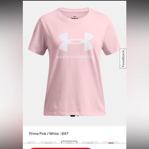 NWT Under Armour girls youth small pink T-shirt
